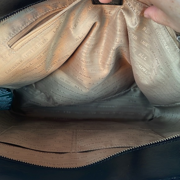 Slightly used, auth  RALPH LAUREN color blocking 100% Cow Leather Tote Bag - Picture 11 of 14